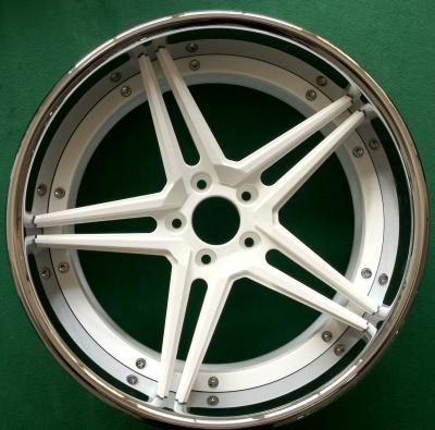 China Colored Two Center Aluminum , Deep Concave 3 Piece Forged Car Wheel for sale