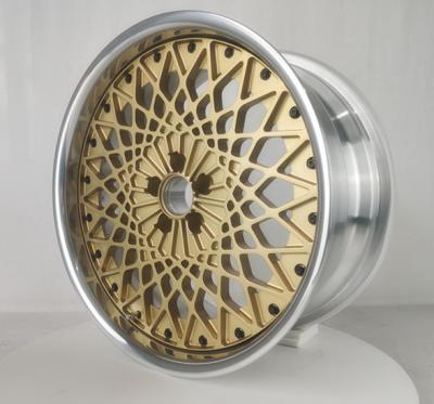 China Chinese Aluminum Wheel, Polished Lip, Golden Center 2 Pcs Light Forged Wheel for sale