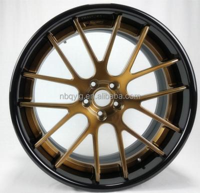 China Gloss Black Aluminum Lip , Brush Bronze Center Forged Alloy Wheel for sale