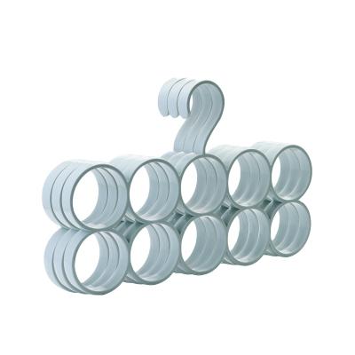 China Multifunctional Casual Modern Style Tie Scarf Hanger Plastic 10 Holes Rings Towel Clothes Laundry Hanger For Clothing for sale