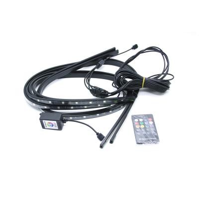 China Amazon Hot Selling Flexible Decoration Automotive LED Light Bar With APP 120CM Remote Colorful Chassis RGB Music 12V IP68 Light Strip 90CM for sale