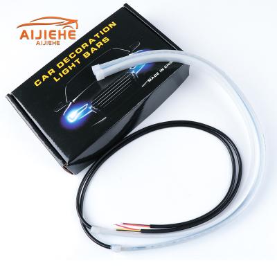 China ABS+LED Super Slim Tape Lights Led Flexible Tube Blue Yellow 60CM White Daytime Running Light DRL Headlight 12V Strip Light 30CM 45CM for sale