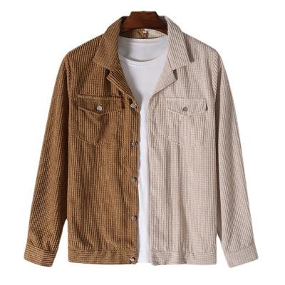 China High Quality Breathable Men's Big And Patchwork Men's Clothing Long Sleeve Corduroy Shirt for sale