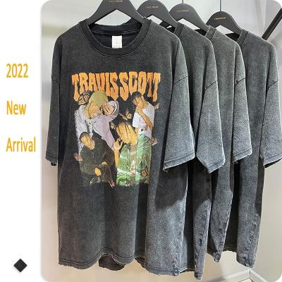 China 2022 New Fashion Hip Hop Cotton Street Wear Round Neck Men's 100% QUICK DRY T-Shirt For Men Acid Wash T-shirt Stylish Top Quality Men for sale