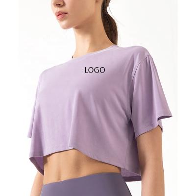 China 2022 QUICK DRY Custom LOGO Compressed Fitness Crop Tee Women's Crop Tops Tees For Girls for sale