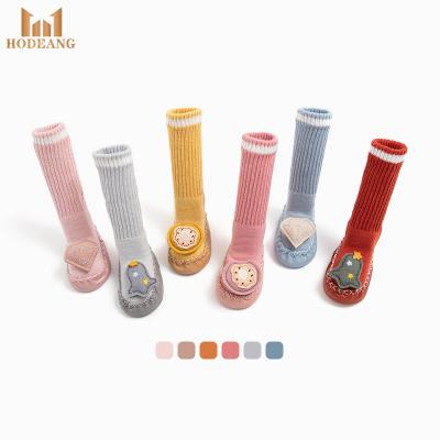 China Breathable Baby Cartoon Floor Booties Baby Toddler Booties Soft Unique PU Long Tube Socks for sale