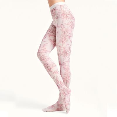 China 360 Breathable Custom Printed Women Pantyhose Digital Print Socks Seamless Tights for sale