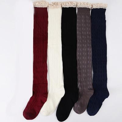 China New Style Breathable Cotton Women Long Stockings Over The Knee Thigh High Socks for sale