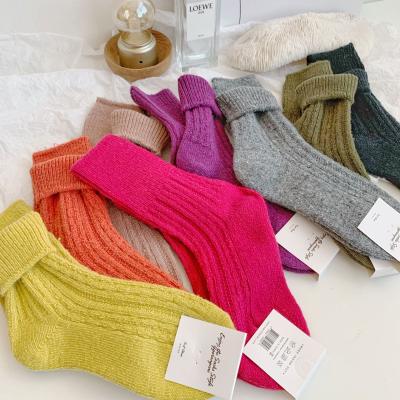 China Sporty Fashion Women Vintage Woolen Twist Knit Socks for sale