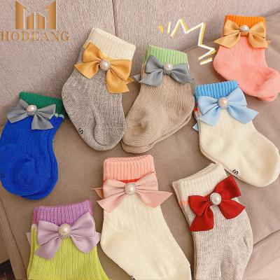 China Wholesale Best Breathable Cartoon Bow Sock Cute Pearl Sock For Kids for sale