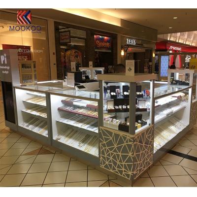 China Retail Store Mall Jewelry Glass Display Showcase Kiosk Customized Design for sale