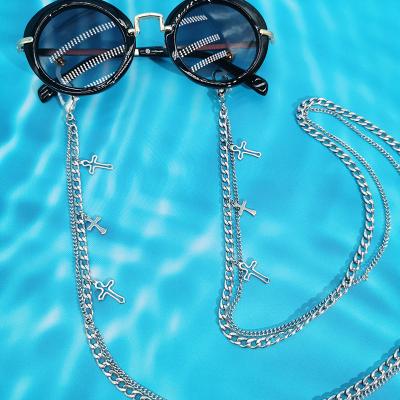 China Pearl Chain Accessories VIFF LH040 Monocle Chains Sunglasses Necklace Metal Glass Gold Plated Eyewears Tie Holder Anti-skid Cross Chain Glasses for sale