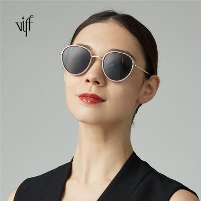 China VIFF HM19530 Vintage Round Frame Gold Color Design Gafas De Sol Round Sunglasses Women for sale