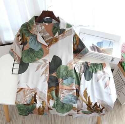 China Best-selling QUICK DRY SHINY Summer Pajamas Silk Customized Comfortable Casual Multicolor Print Set for sale