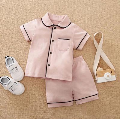 China New Arrival SHINY Antibacterial 2021 Summer Cotton Baby Clothes Set Casual Lovely Design Unisex Pajamas Set for sale