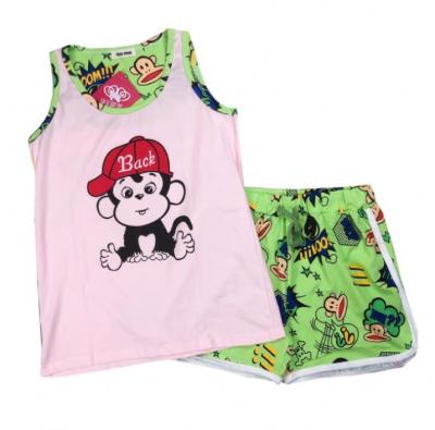 China New Style SHINY QUICK DRY 2021 Summer Children Two PCs Set Cartoon Pattern Sleepwear Tank Top and Shorts Pajamas Set for sale