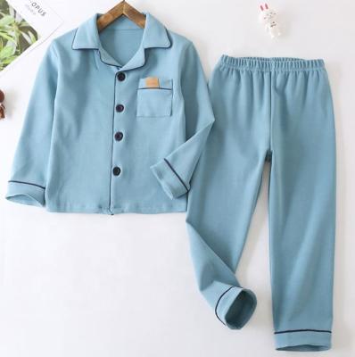 China 2021 QUICK DRY Autumn Thin Cotton Long Sleeve tops and SHINY fashionable pants pajamas set for unisex kids for sale