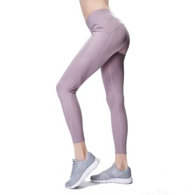 China High Quality Good Quality Antibacterial SHINY Waist Yoga Pants Thin Mesh Breathable Workout Running Yoga Gaiters for sale