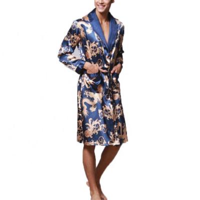 China Latest Design SHINY QUICK DRY Summer And Autumn Organic Cotton Long Sleeve Bathrobe Silk Robe For Men for sale