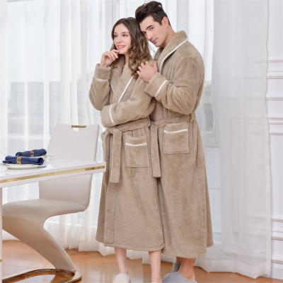 China 2021 Amazon Flannel Robe Hot Women's 2021 QUICK DRY SHINY Kimono and Super Soft Bathrobe Men Nightgown Homewear for sale