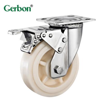 China 5 Inch Modern Stainless Steel Double Bearing Heavy Duty PP Caster With Brake for sale