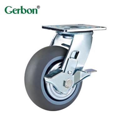 China Modern Swivel Casters Round Wheels TPR Heavy Duty Rim Caster With Side Brake for sale