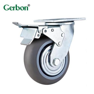 China Contemporary Plate Wheels Casters TPR Heavy Duty Swivel Casters With Lock for sale