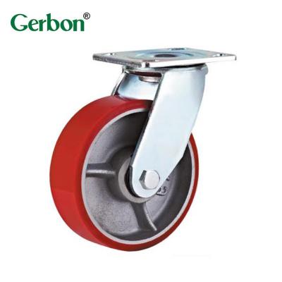 China Modern Heavy Duty PU Cast Iron Caster Wheels Swivel Flat for sale