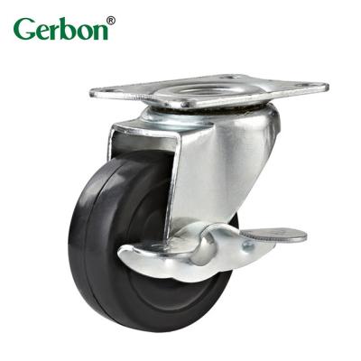 China Swivel Wheel Black Rubber Caster Wheel Swivel Black Rubber Caster Light Duty Caster Plate With Brake for sale