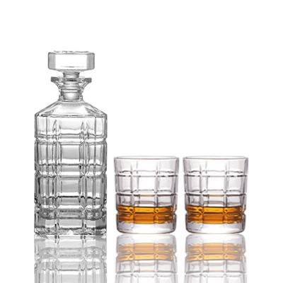 China Na Amazone Hot Sale 3PCS Whiskey Glass And Glass Decanter Set Bulk Glass Decanter And Glass Wholesale for sale