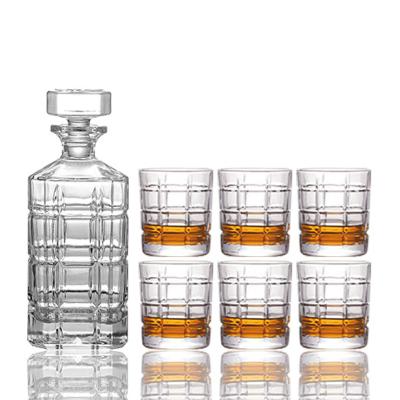 China Na Amazon Whiskey 7pcs Glasses And Decanter Top Selling Custom Crystal Whiskey Glasses 750ml Whiskey Set for sale