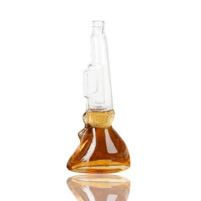 China Wholesale Eco-friendly Gun Shape Decanter Decorated Transparent Glass Bottle Glass Bottle Manufacturer for sale