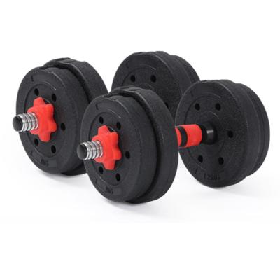 China Universal Adjustable Gym Dumbbell Set Plastic Cement Dumbbell for sale