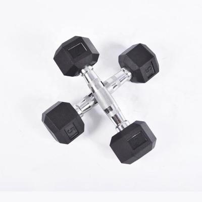 China Universal Cast Iron Fitness Equipment Head Rubber Dumbell / Rubber Hex Dumbbell for sale