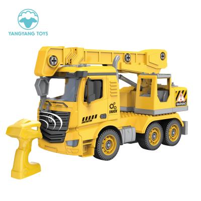 China RC Hobby Hot Sale 1:14 2.4G DIY Truck Assemble Sliding Manual Construction Crane Kids Electric Rc Car Toys Rc Truck 2021 For Kid for sale