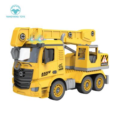 China light & Hot Selling 1:14 DIY Music Truck Assemble Slide Manual Construction Crane Kids Car Toys Electric Truck 2021 For Kid for sale