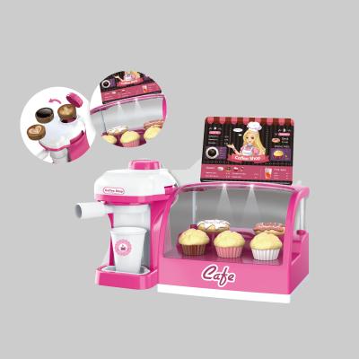 China High Quality Low Price Plastic Happy Girls Modern Mini Plastic Electric Coffee Machine Dessert Table Toy Set With Light For Kid' Gift for sale