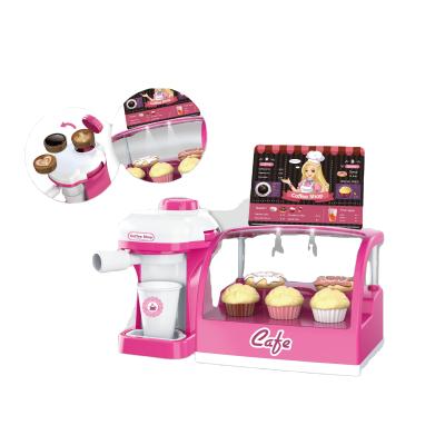 China High Quality Low Price Plastic Happy Girls Modern Mini Plastic Electric Coffee Machine Dessert Table Toy Set With Light For Kid' Gift for sale