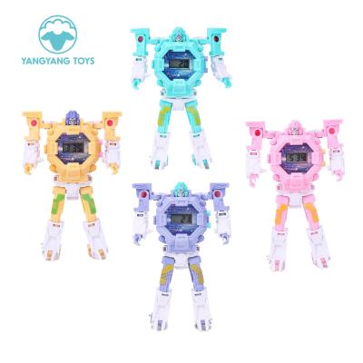 China Cool Children Electronic Plastic Deformation Toy 3d Digital Robot Watch For Kids Gift YTS00361 for sale