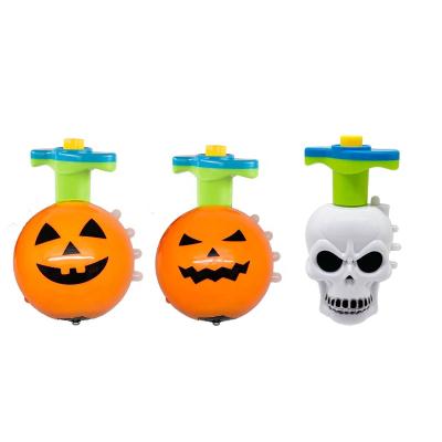 China Hot Toy Boy Gift Spin Top Toys Plastic Outdoor Kids Style Halloween Pumpkin Skull Gift Light Music Gyro Stand for sale