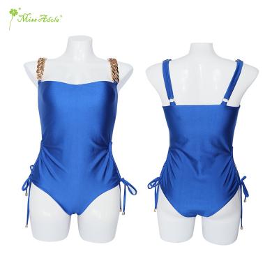 China Custom 2022 new metal plus design OEM ODM waist chain one-piece swimsuit, recycled women's eco-friendly swimwear and beach wear swimwear for sale