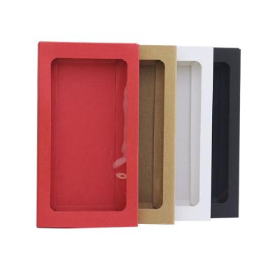 China Recyclable Spot Wholesale Transparent Window Kraft Paper Phone Case Packaging Box Drawer Packaging Sliding for sale