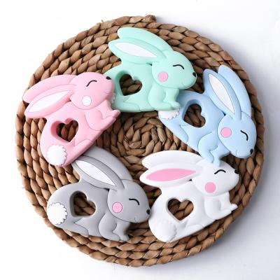 China Toy Exclusive Design Soft Silicone Rabbit Shape Baby Pendant Necklace Bunny Silicone Teether for sale