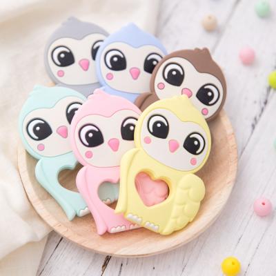 China Soft Toy Factory Customized Kids Silicone Baby Teether Chew Sensory Toy Silicone Owl Teether for sale