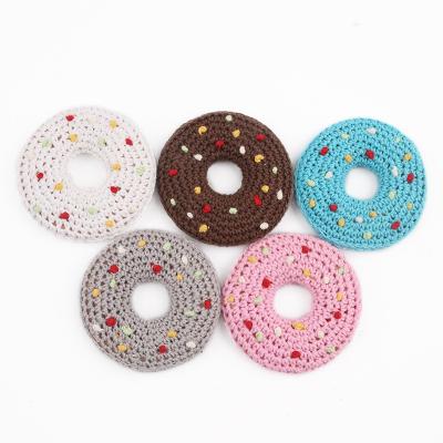 China Eco-Friendly Natural Wooden Crochet Donut Organic Teether Ring For Teething Baby for sale