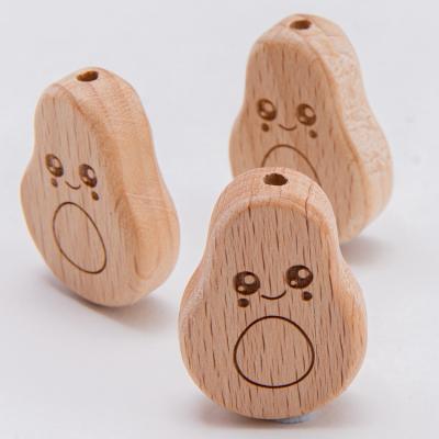 China Eco - Friendly Eco - Friendly Beech Wood Organic Teeth Beads Baby Avocado Wooden Teeth Beads for sale