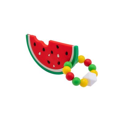 China Toy Food Grade Silicone Baby Soft Teether Teething Ring Silicone Baby Sensory Chewing Wristband Toy for sale