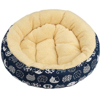 China Wholesale Cheap Breathable Soft Warm Fluffy Soft Cat Mat Luxury Fluffy Cat Bed Dog Sleep Bed Manufacturers Round Pet Bed for sale