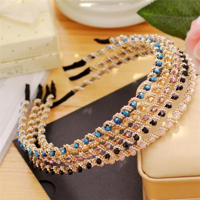 China Fashional Lady's Thin Shiny Crystal Hair Accessories Women Girls Wedding Hairbands Handmade Crystals Headband Pretty for sale