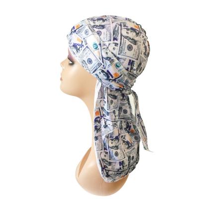 China Image Brand Name Hoods and Silver Durags Long Tail Sublimation Durags Free Shipping for sale